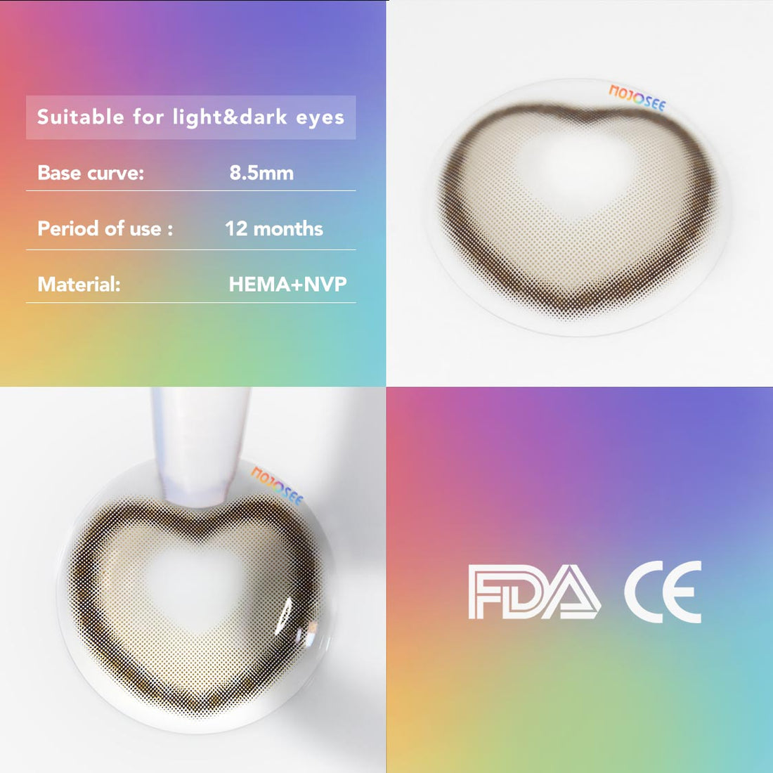 Fantastic Baby Heart Bubble Brown Colored Contact Lenses for Men