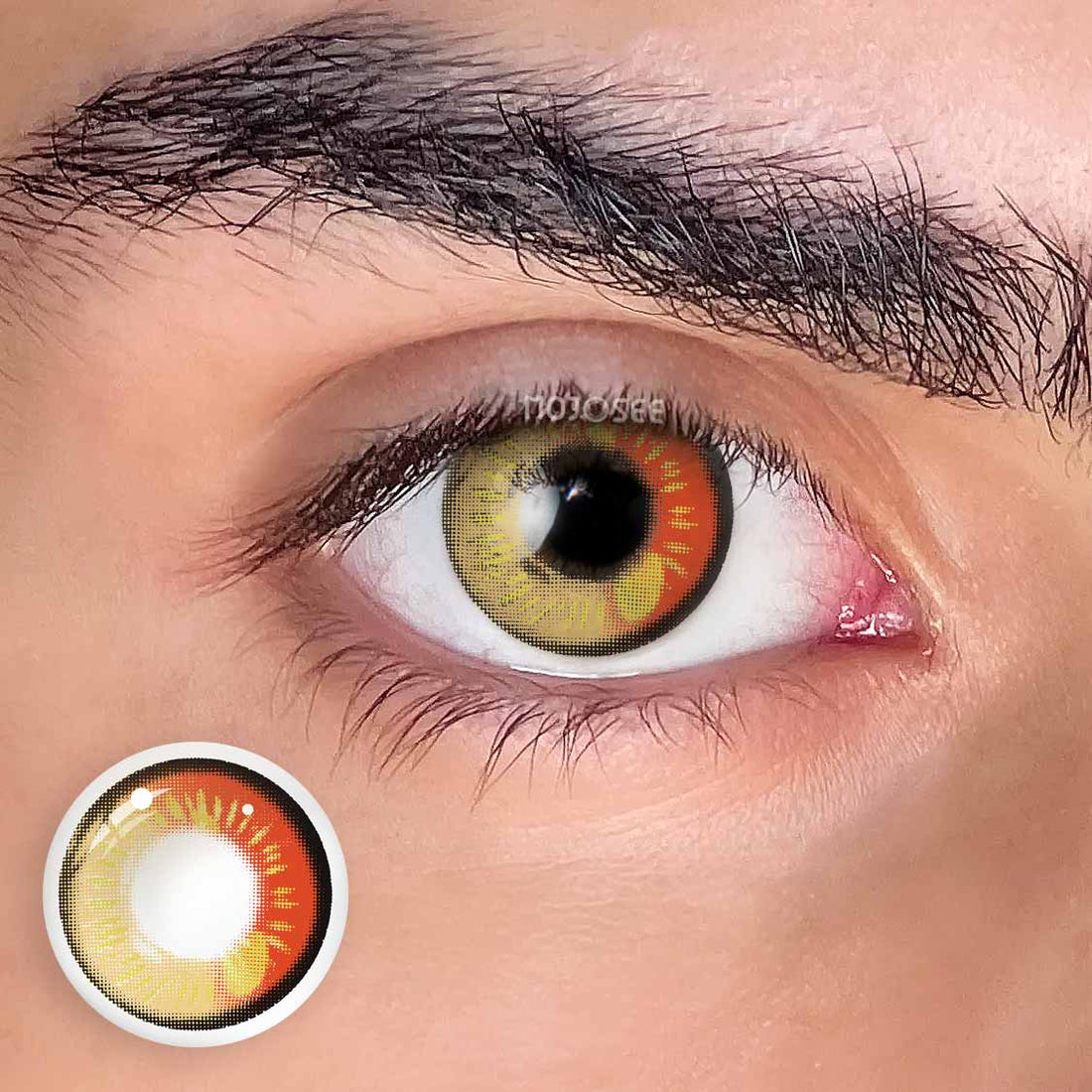 Anime Red Brown Colored Contact Lenses for Men