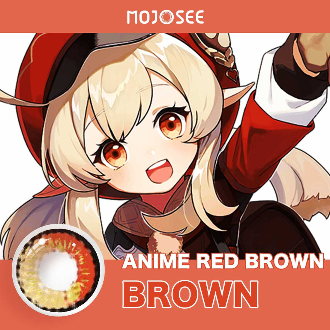 Genshin Anime Red Brown Colored Contact Lenses