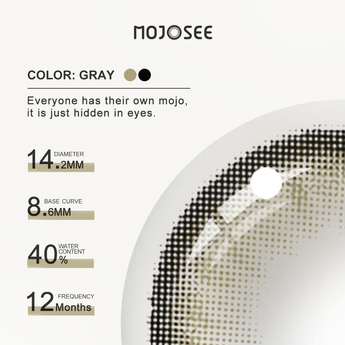 Fog Pearl Gray Colored Contact Lenses for Men