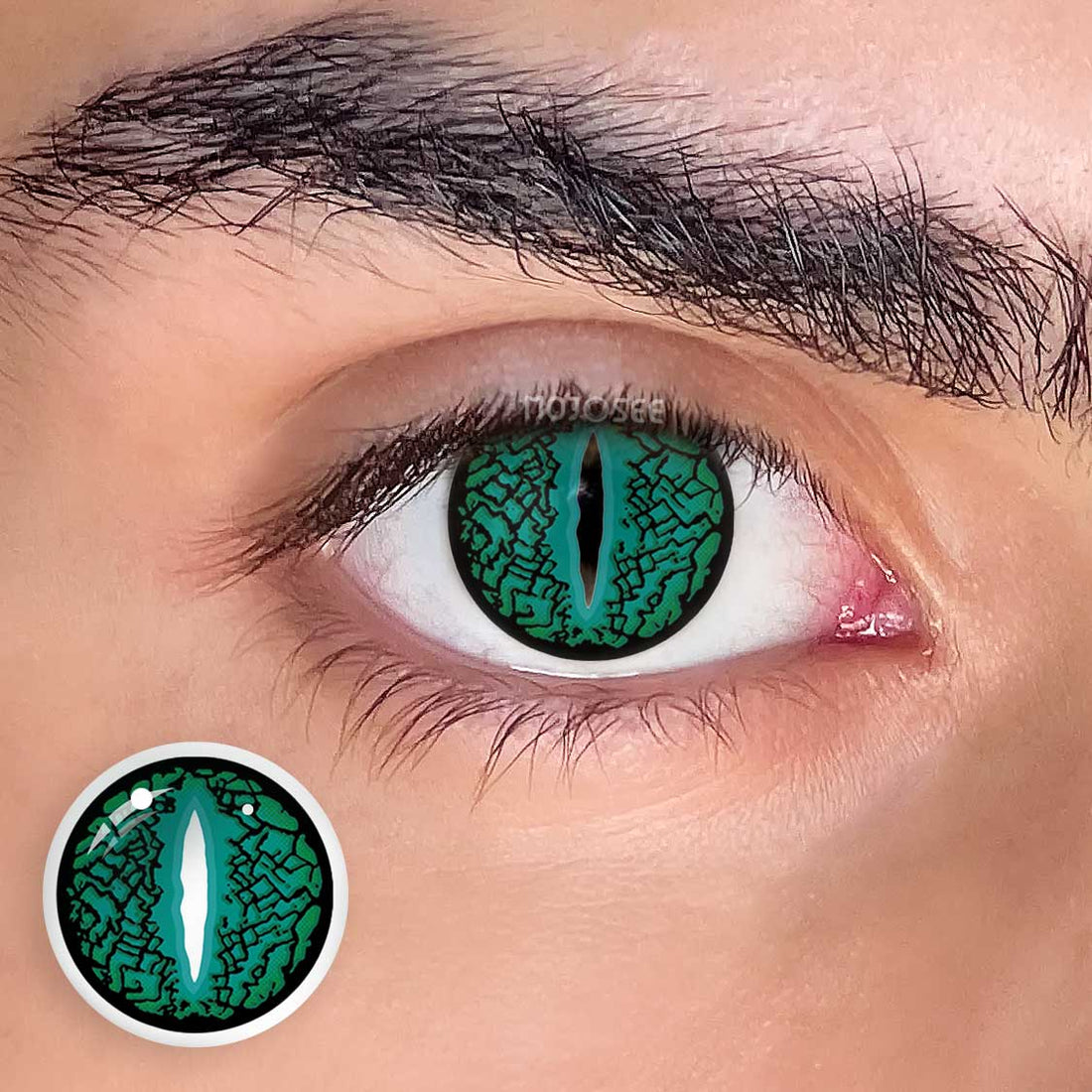 Lizard Eye Green Colored Contact Lenses for Men