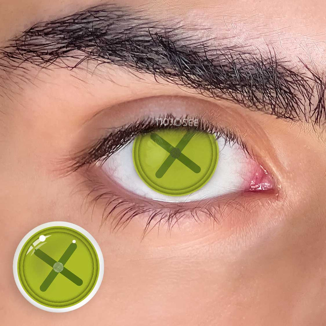 Button Eye Green Colored Contact Lenses for Men