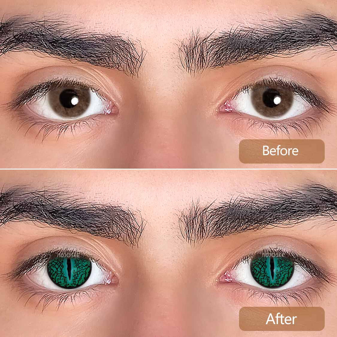 Lizard Eye Green Colored Contact Lenses for Men