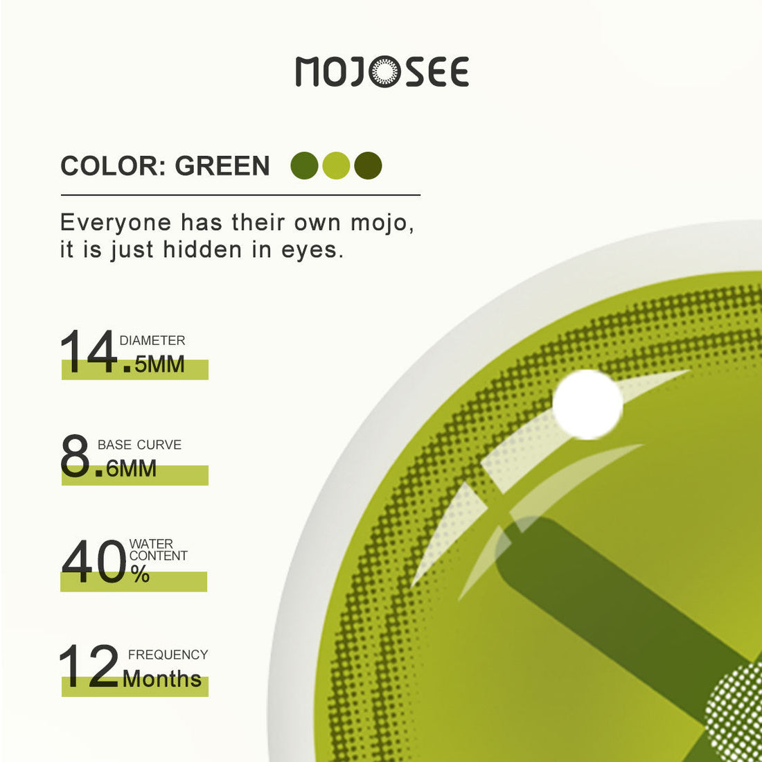 Button Eye Green Colored Contact Lenses for Men