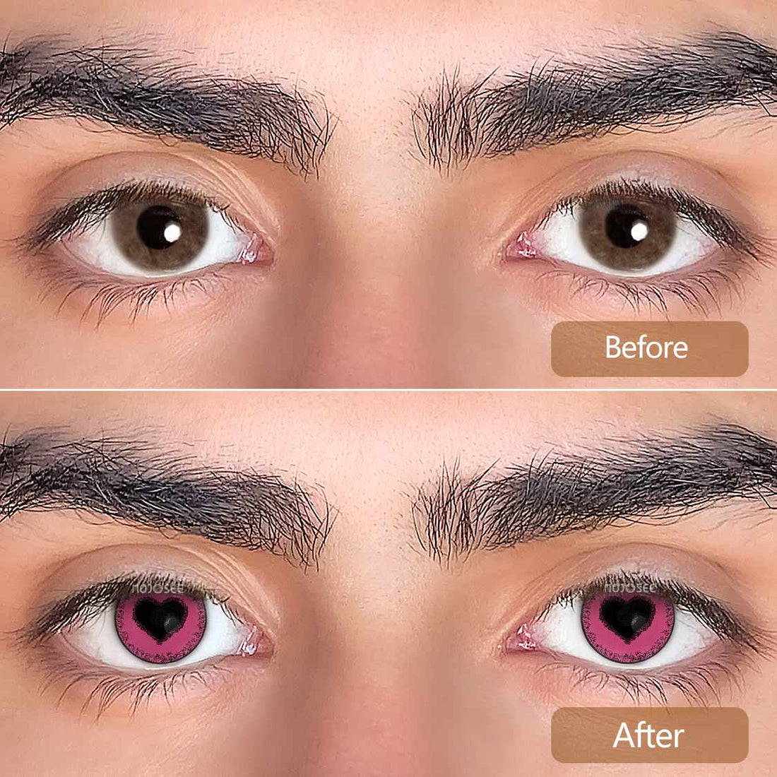 Anime Yandere Pink Colored Contact Lenses for Men