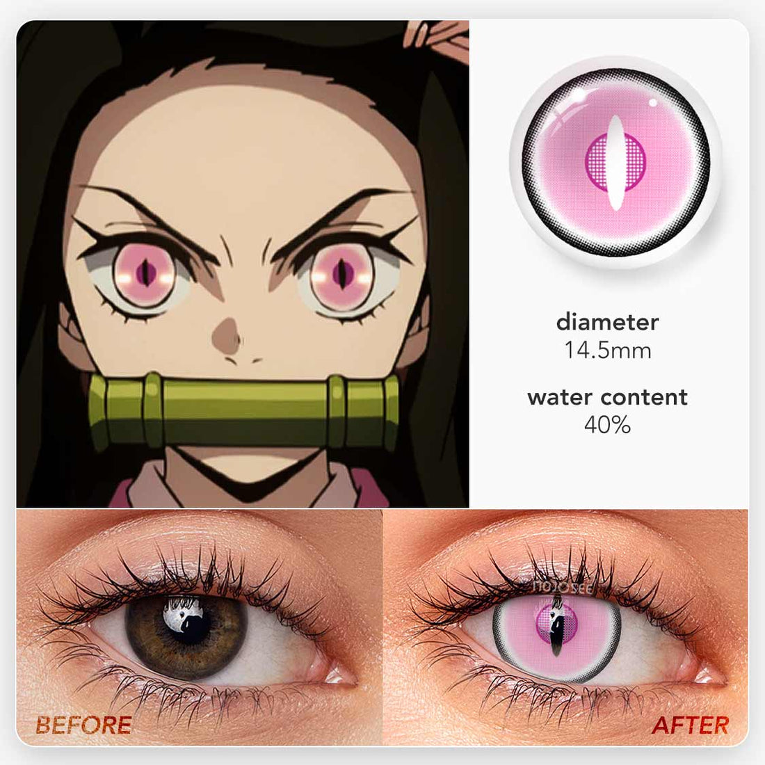 Nezuko Demon Cosplay Contact Lenses – Demon Slayer