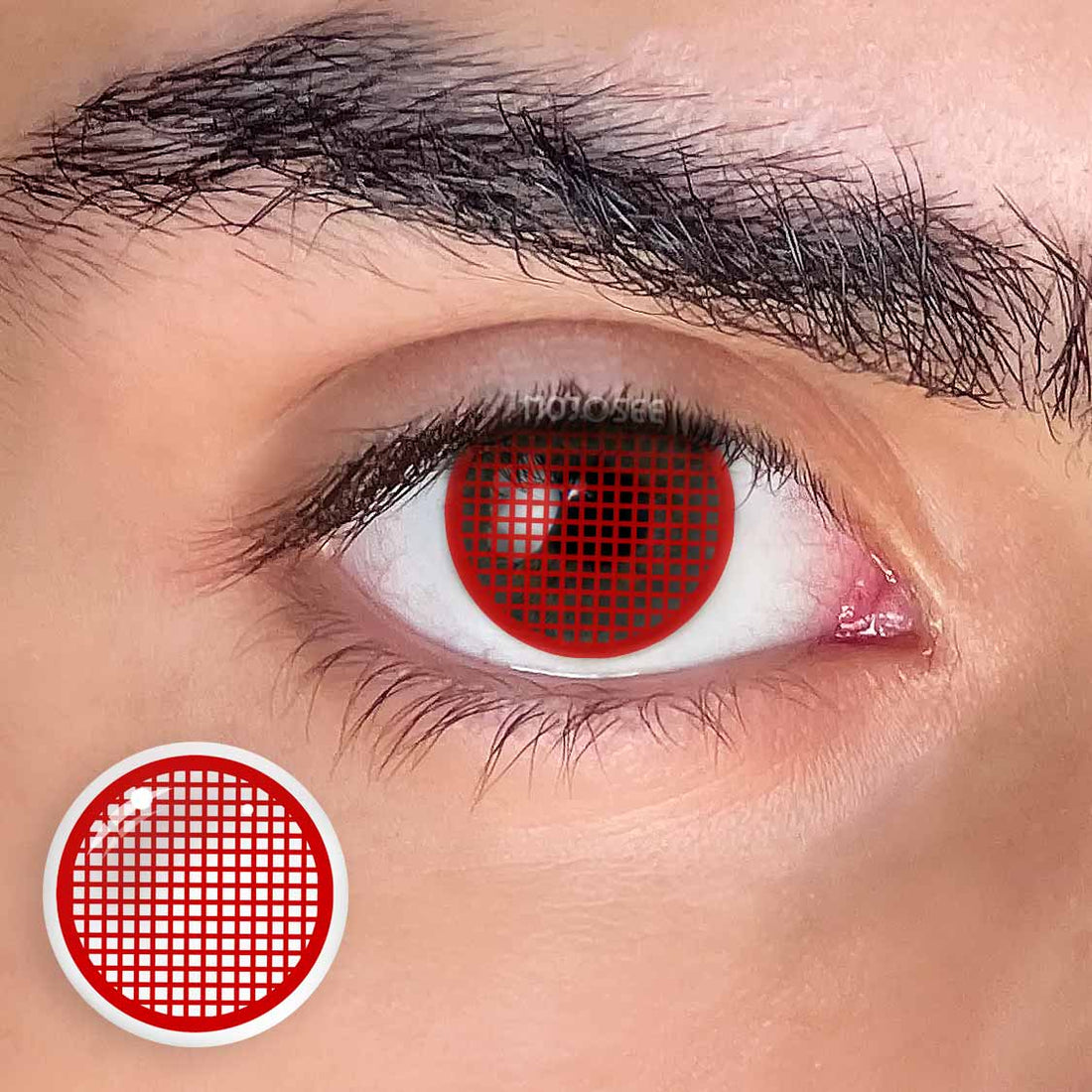 Red Mesh Colored Contact Lenses for Men