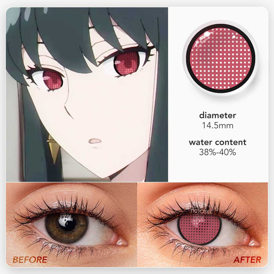 Demon Slayer Red Manson Mesh Colored Contact Lenses