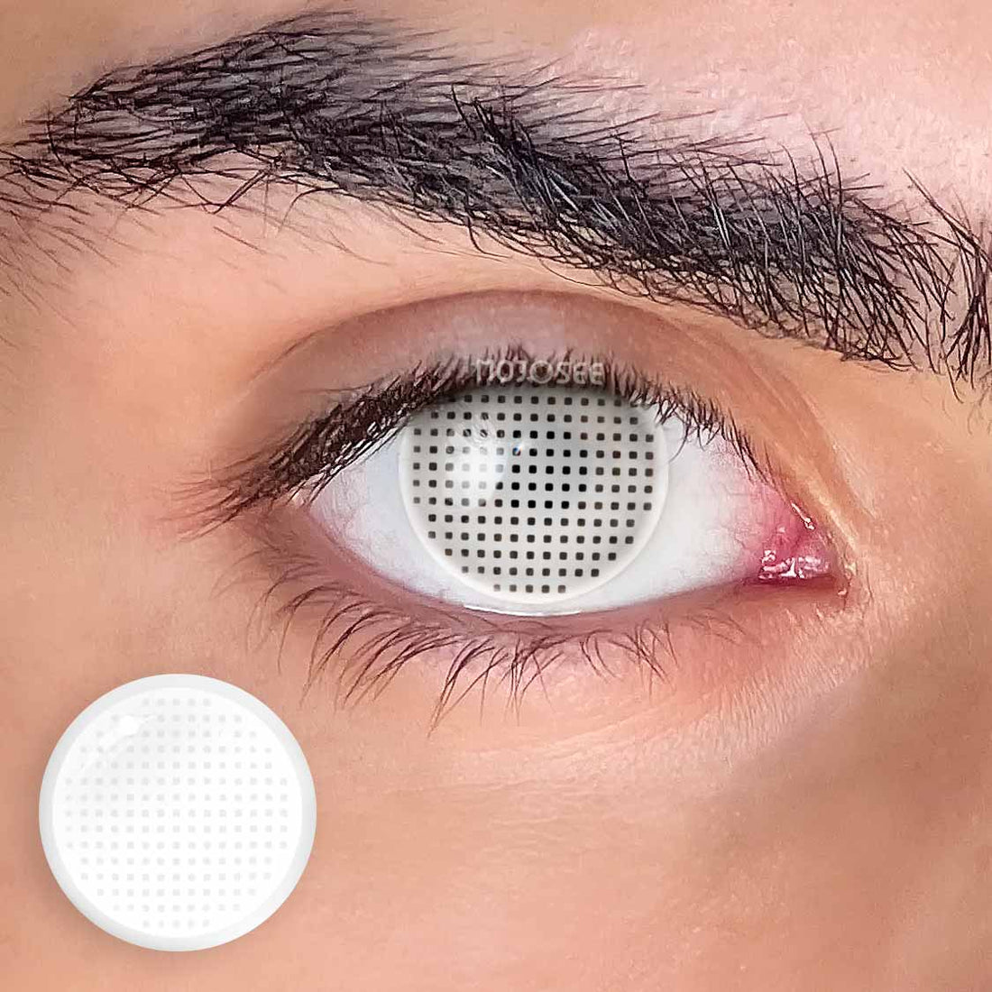 White Mesh Colored Contact Lenses for Men