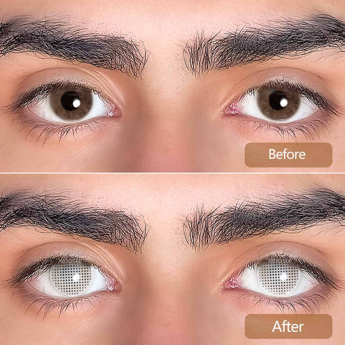 White Mesh Colored Contact Lenses for Men