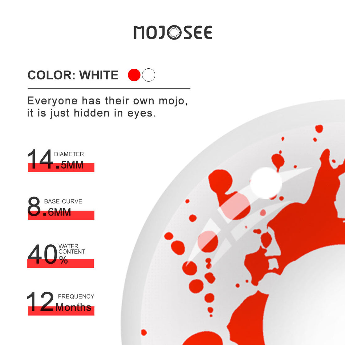 Trauma White Colored Contact Lenses for Men