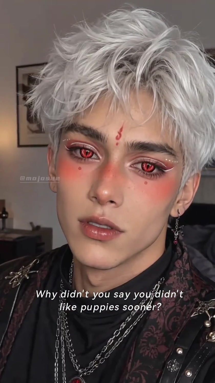 Dragon Boy Energy: Red Slit Eyes + Sunburn Blush, Broken Down