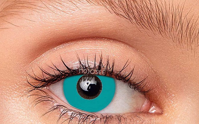 Muichiro misty teal lens worn on a real eye