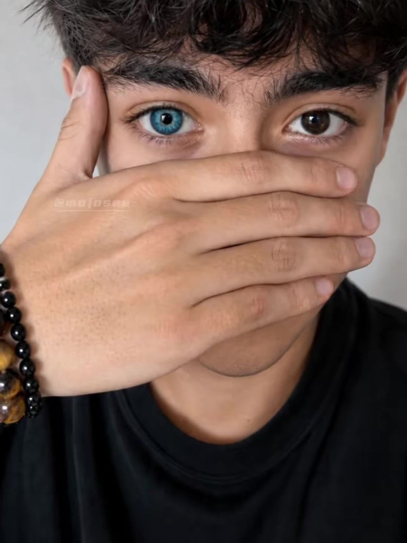 How Does Love Story Dopamine Blue Look Beside a Brown Eye on a Man?