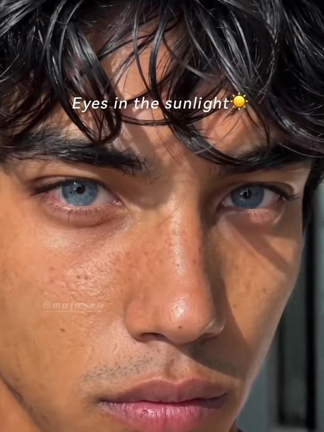 What Do Stunna Girl Chole Blue Contacts Look Like on Tan Men in Direct Sun?