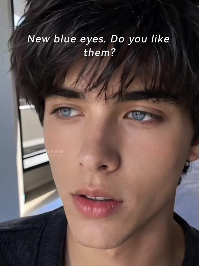 How Bright Do Dawn Blue Contacts Look on Men in Indoor Window Light?