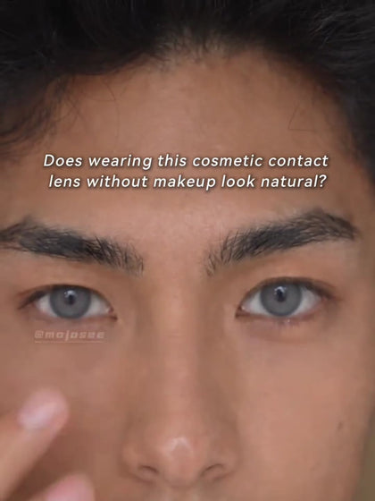 Do Gray Contacts Look Natural on a Man With No Makeup? Muses Gray on Dark Brown Eyes