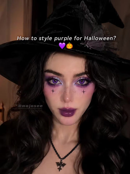 Do Vika Tricolor Violet Contacts Stay Purple on Hazel-Brown Eyes with Witch Makeup?