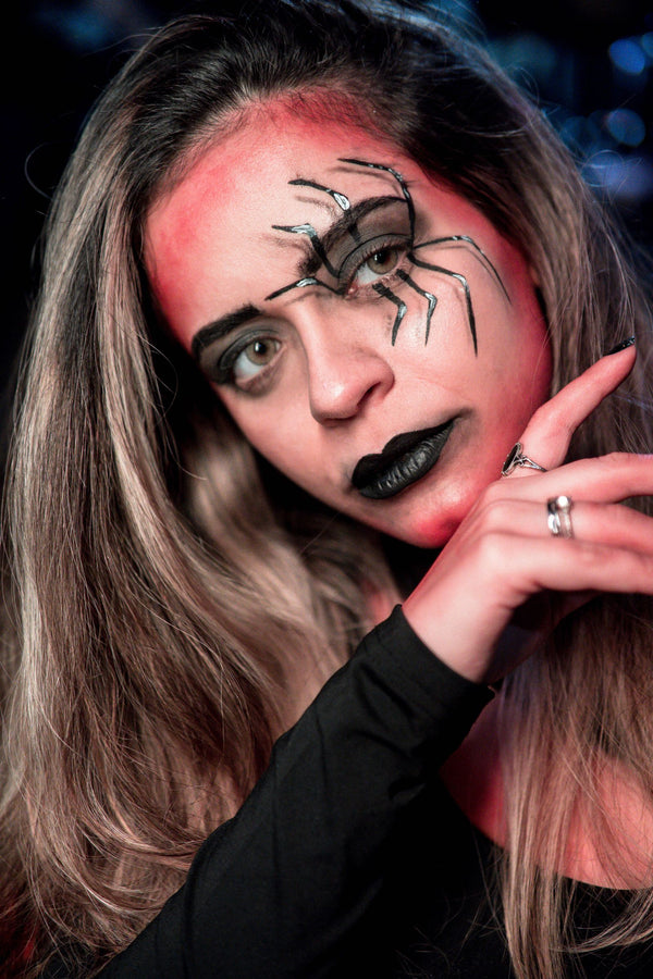 Woman with dramatic Halloween makeup in a captivating portrait