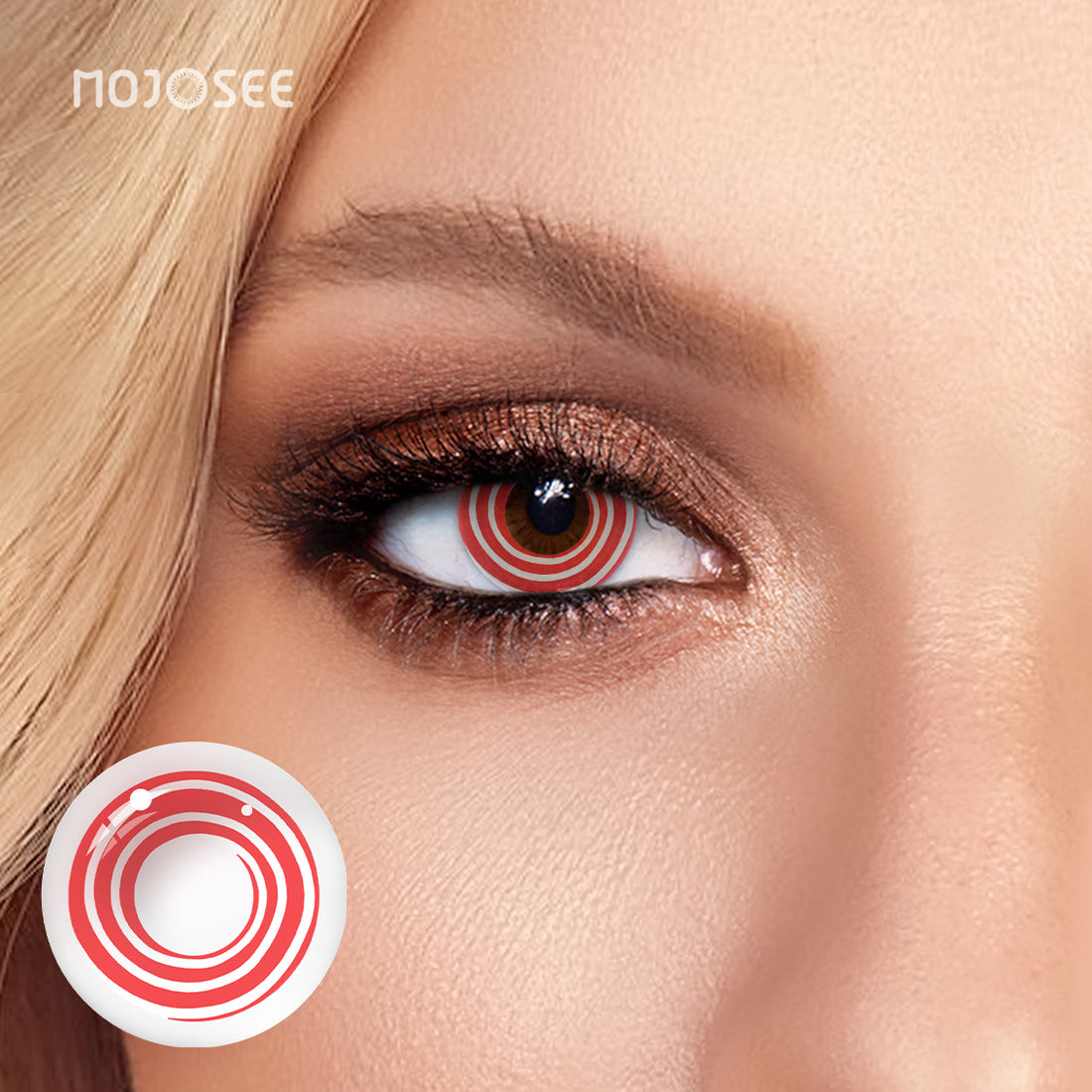 Red White Hypno Rings Colored Contact Lenses