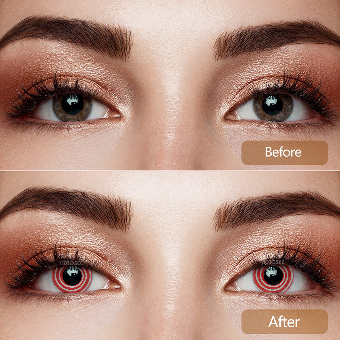 Red White Hypno Rings Colored Contact Lenses