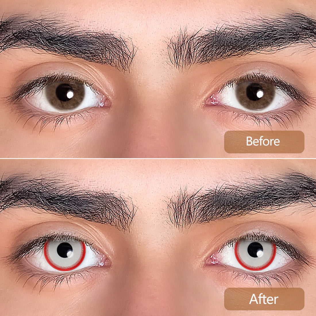 Red Gauge Rim Colored Contact Lenses for Men