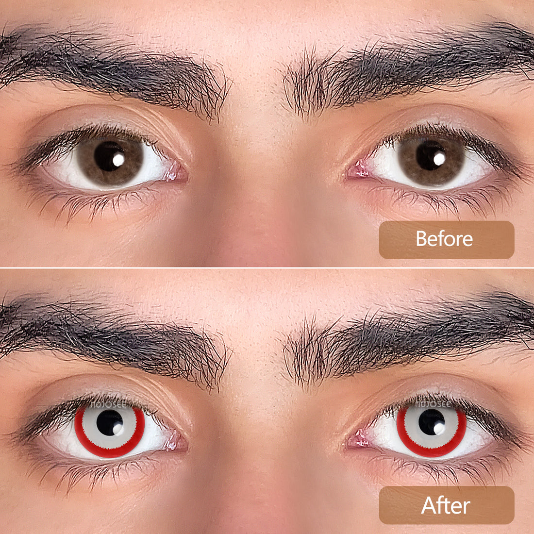 Red White Gear Colored Contact Lenses for Men
