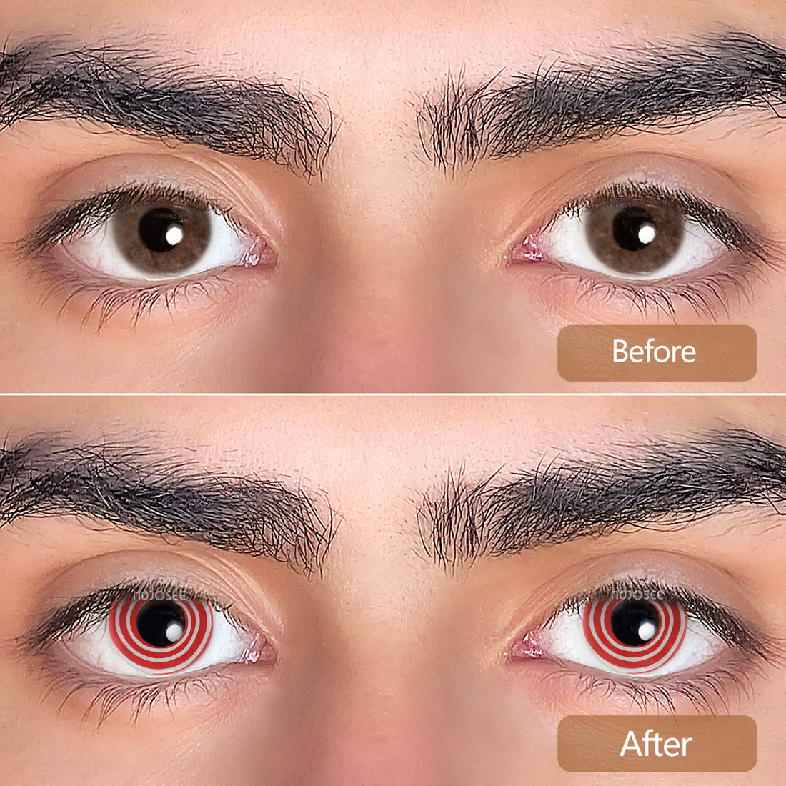 Red White Hypno Rings Colored Contact Lenses for Men
