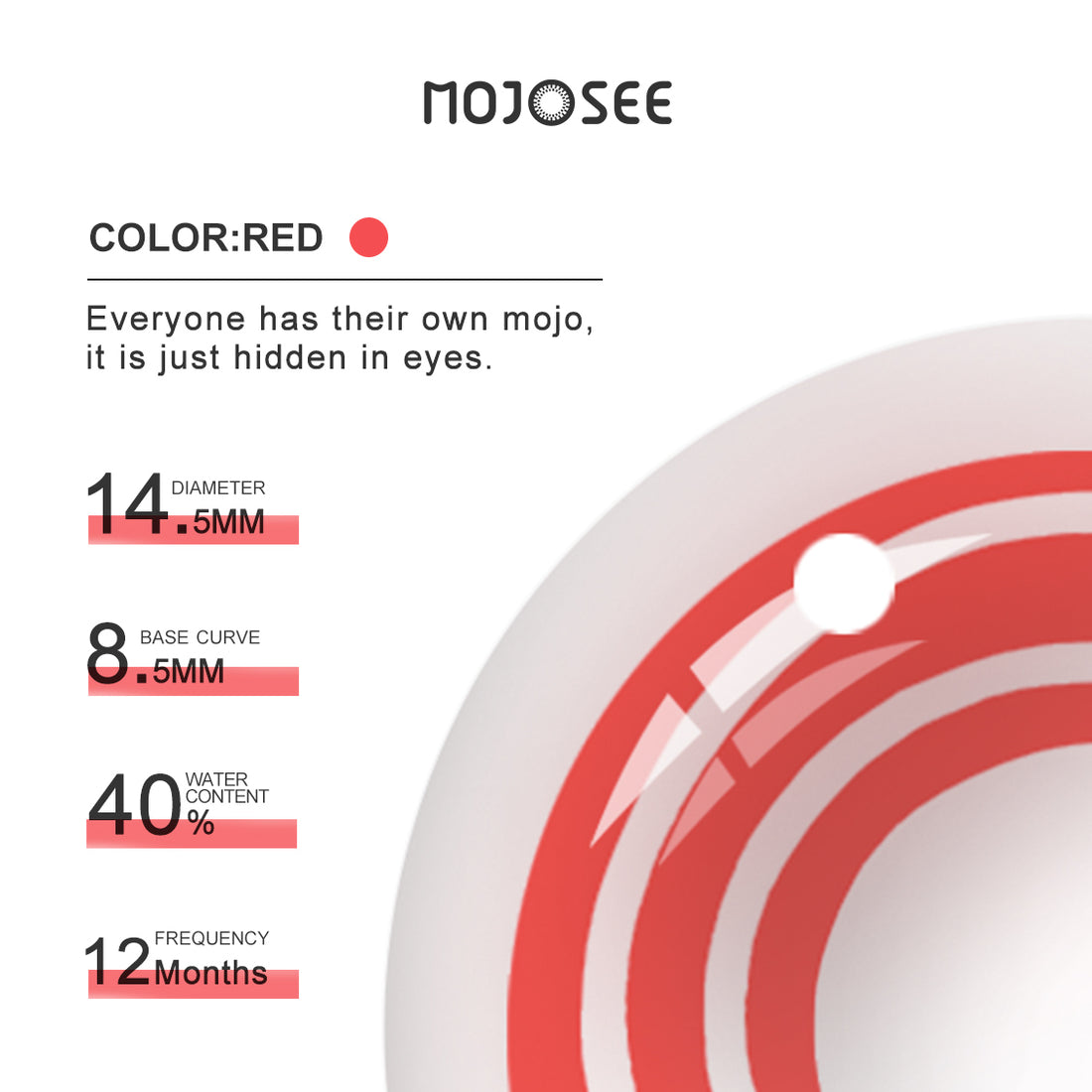 Red White Hypno Rings Colored Contact Lenses