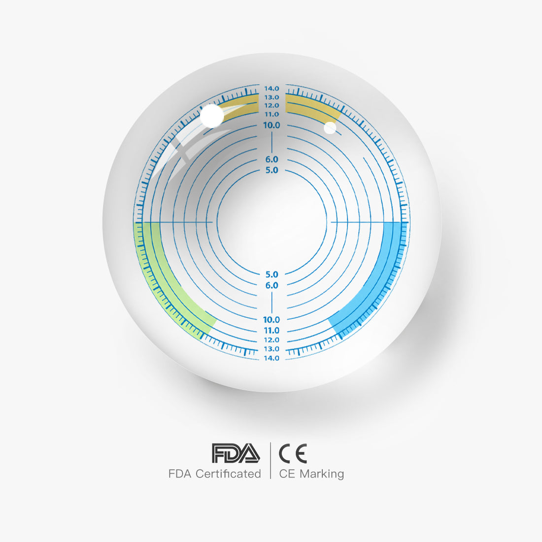 Plano Colored Contact Lens Measuring Ruler, Half‑Year Disposable 1‑Pack
