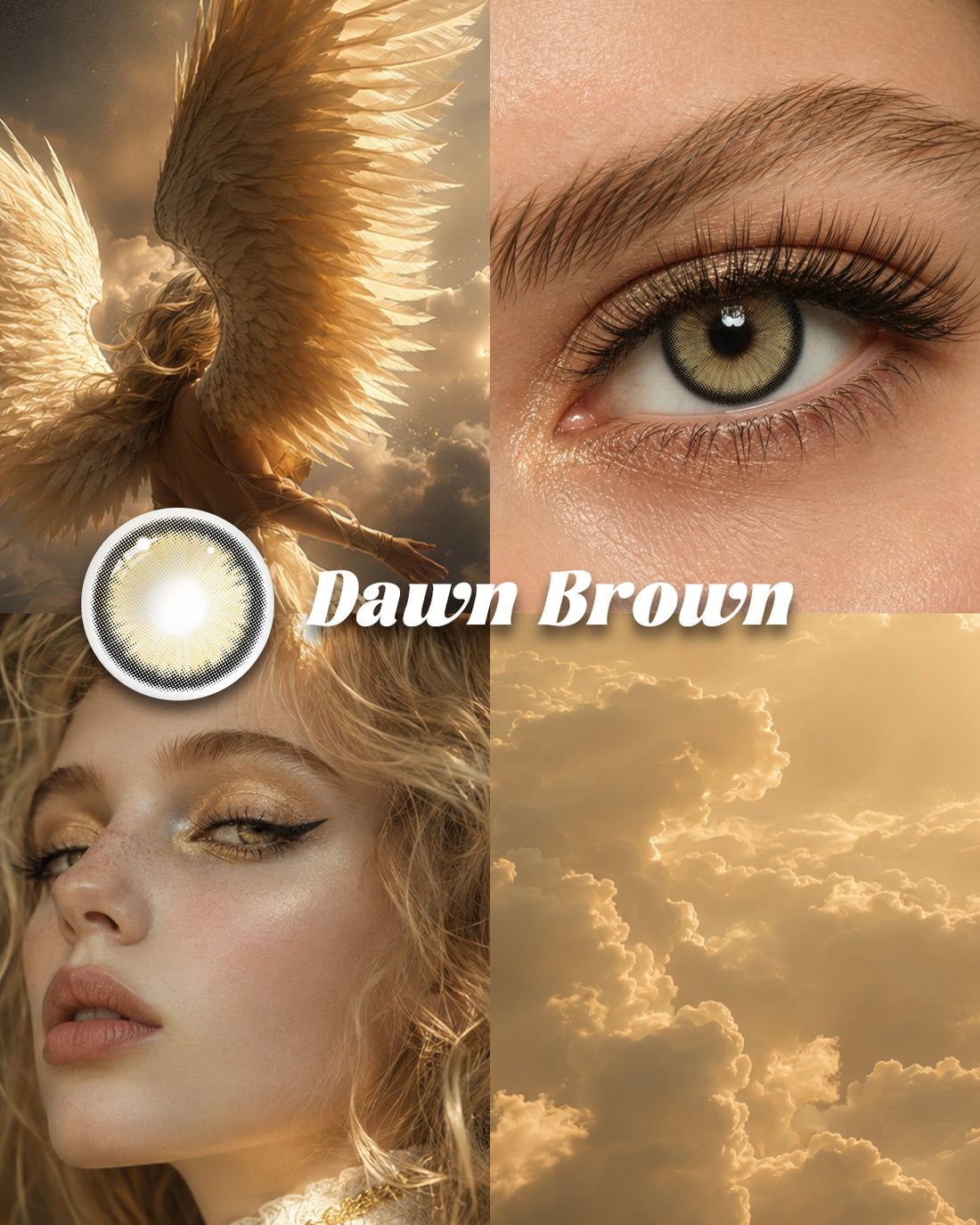Dawn Brown colored contact lenses worn on eye – Mojosee