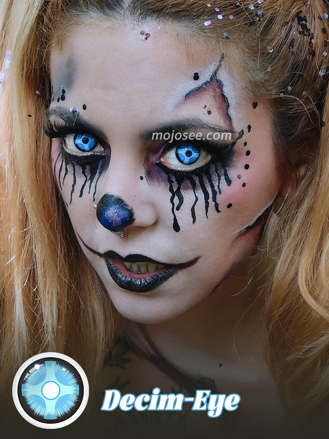 Decim-Eye colored contact lenses worn on eye – Mojosee