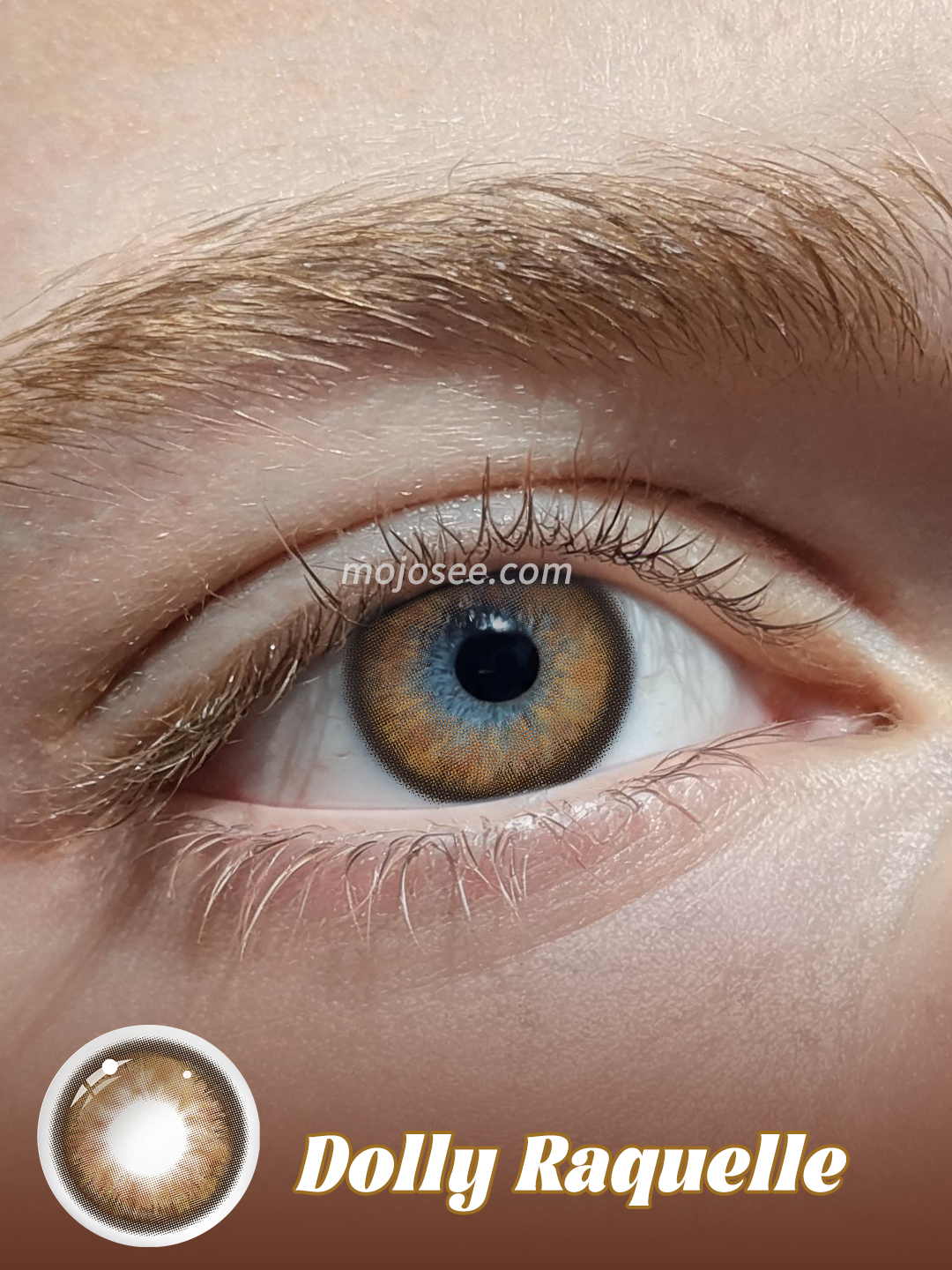 Dolly Raquelle colored contact lenses worn on eye – Mojosee