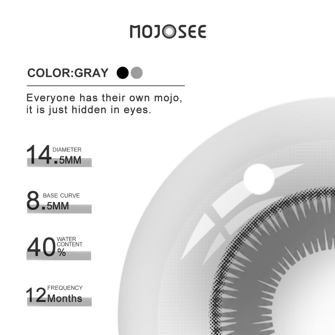 Gray Small Pupil Prescription Colored Contact Lenses