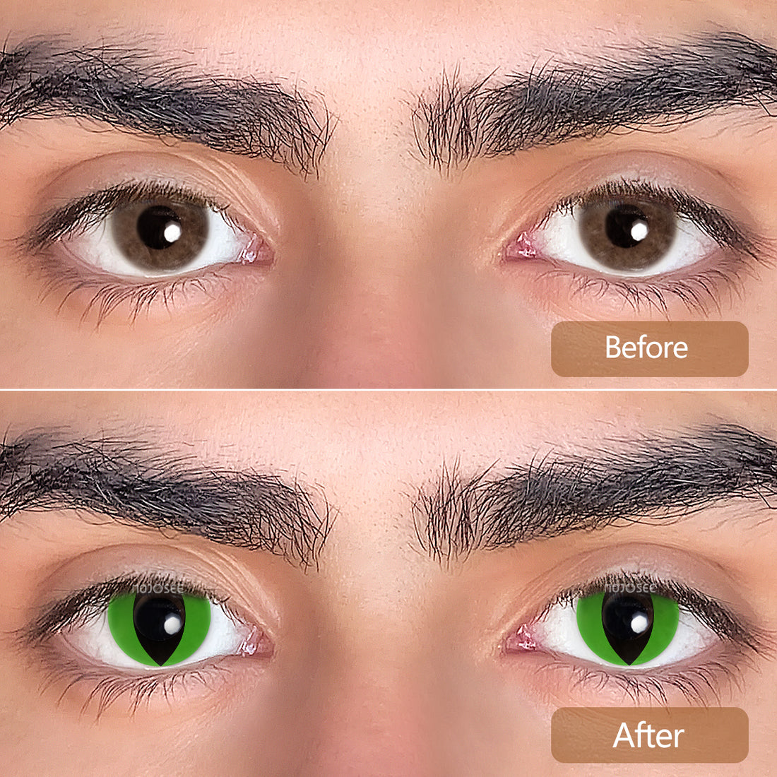 Cat Eye Green Colored Contact Lenses for Men