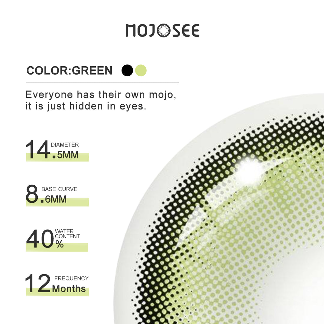 Natural Green Contact Lenses for Dark Eyes - Dawn Green