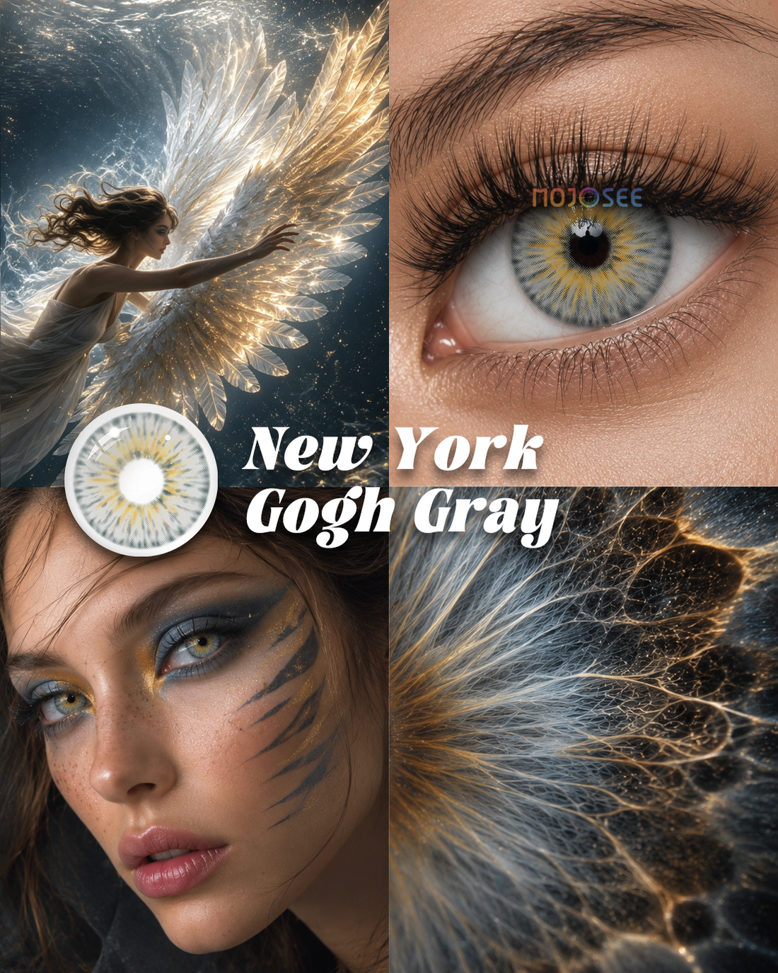 New York Gogh Gray colored contact lenses worn on eye – Mojosee