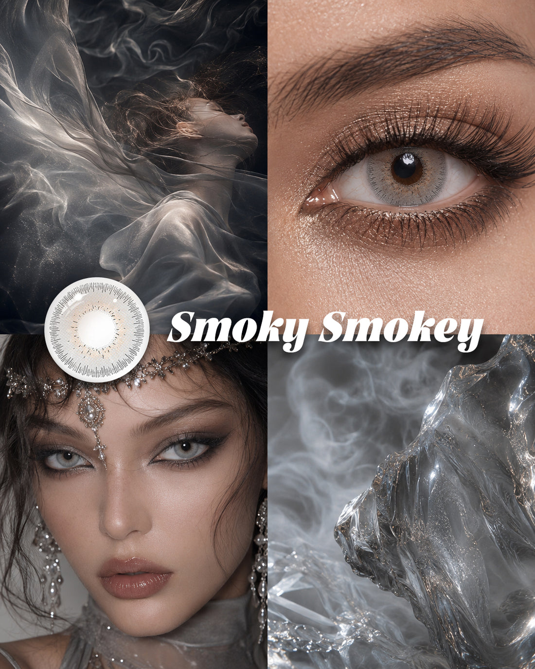 Smoky Smokey colored contact lenses worn on eye – Mojosee