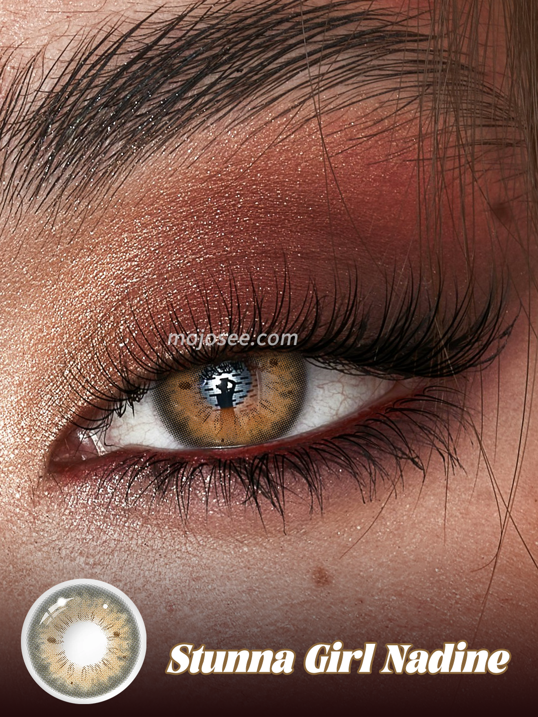 Stunna Girl Nadine colored contact lenses worn on eye – Mojosee