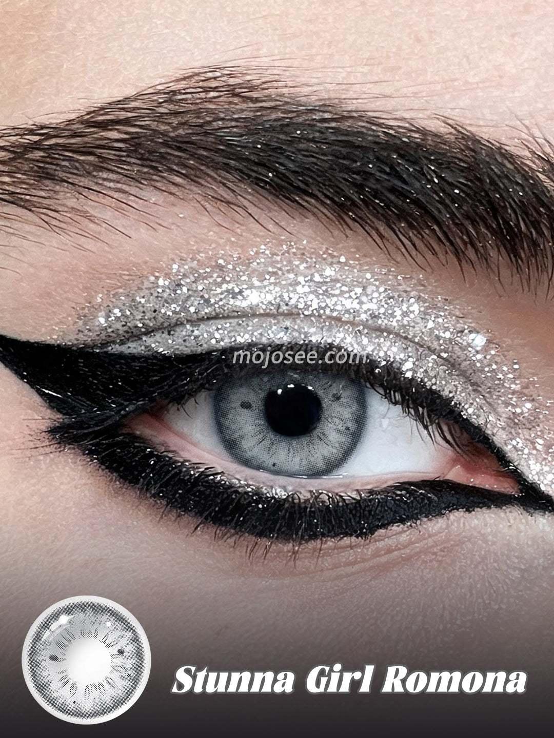 Stunna Girl Romona colored contact lenses worn on eye – Mojosee