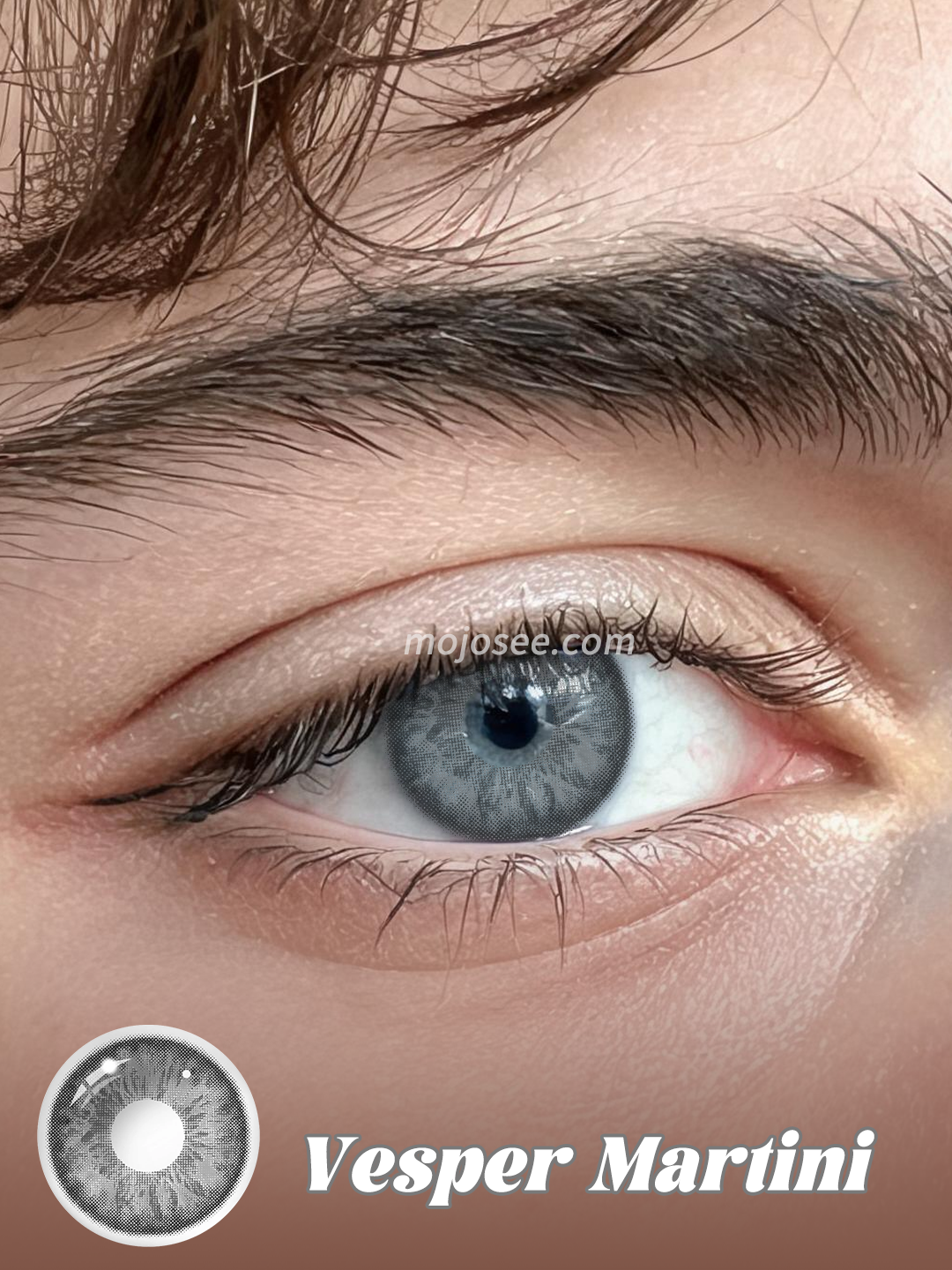 Cocktail Vesper Martini colored contact lenses worn on eye – Mojosee