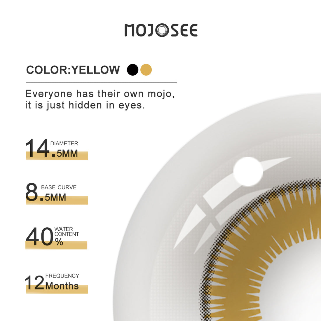 Yellow Small Pupil Prescription Colored Contact Lenses for Men