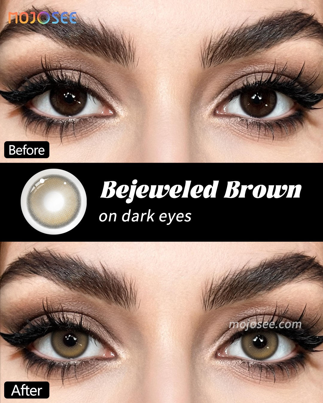 Bejeweled Brown Colored Contact Lenses — look 1