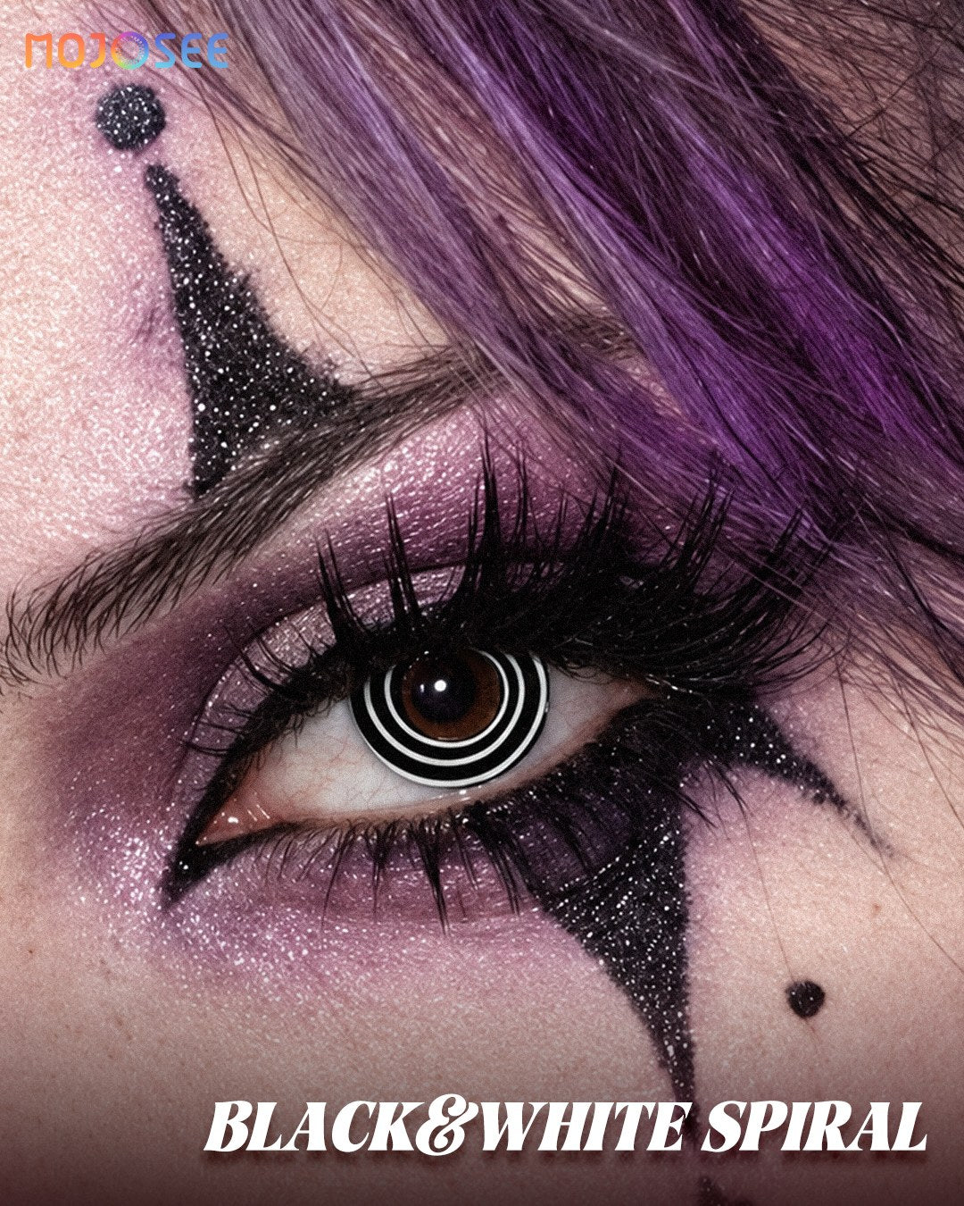 Black&White Spiral Swirl Colored Contact Lenses – Hypnotic Spiral Eye — look 1