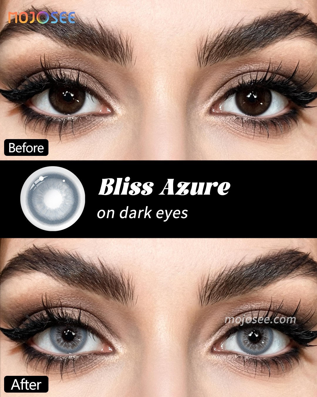Bliss Azure Colored Contact Lenses — look 7