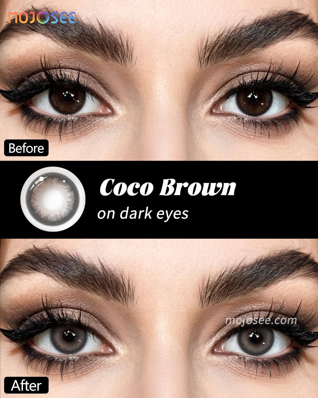 Cool Brown Contact Lenses - Gray-Tone Circle Look, Coco — look 1