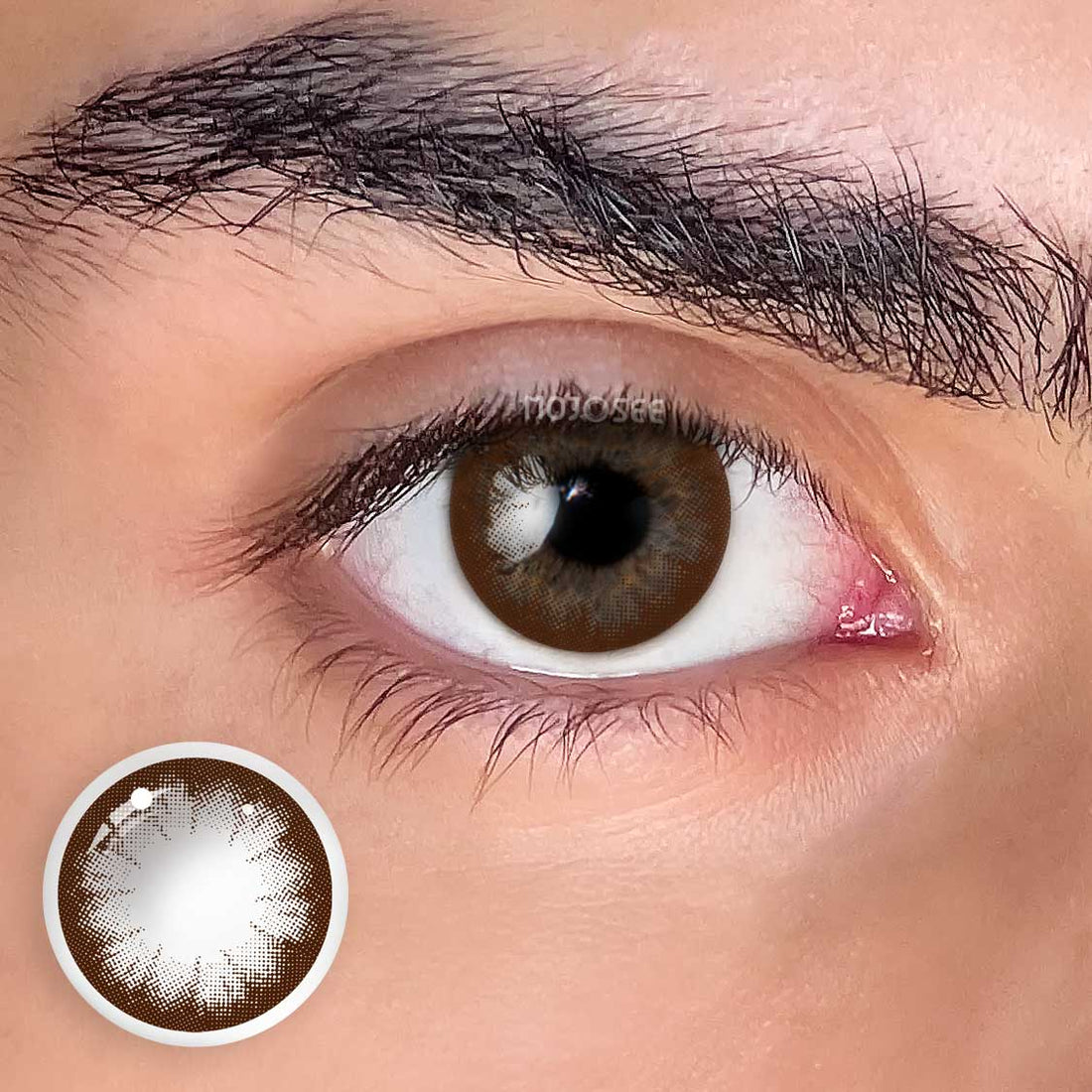 Big Eye Coffee Brown Circle Contact Lenses for Men - Dolly Effect