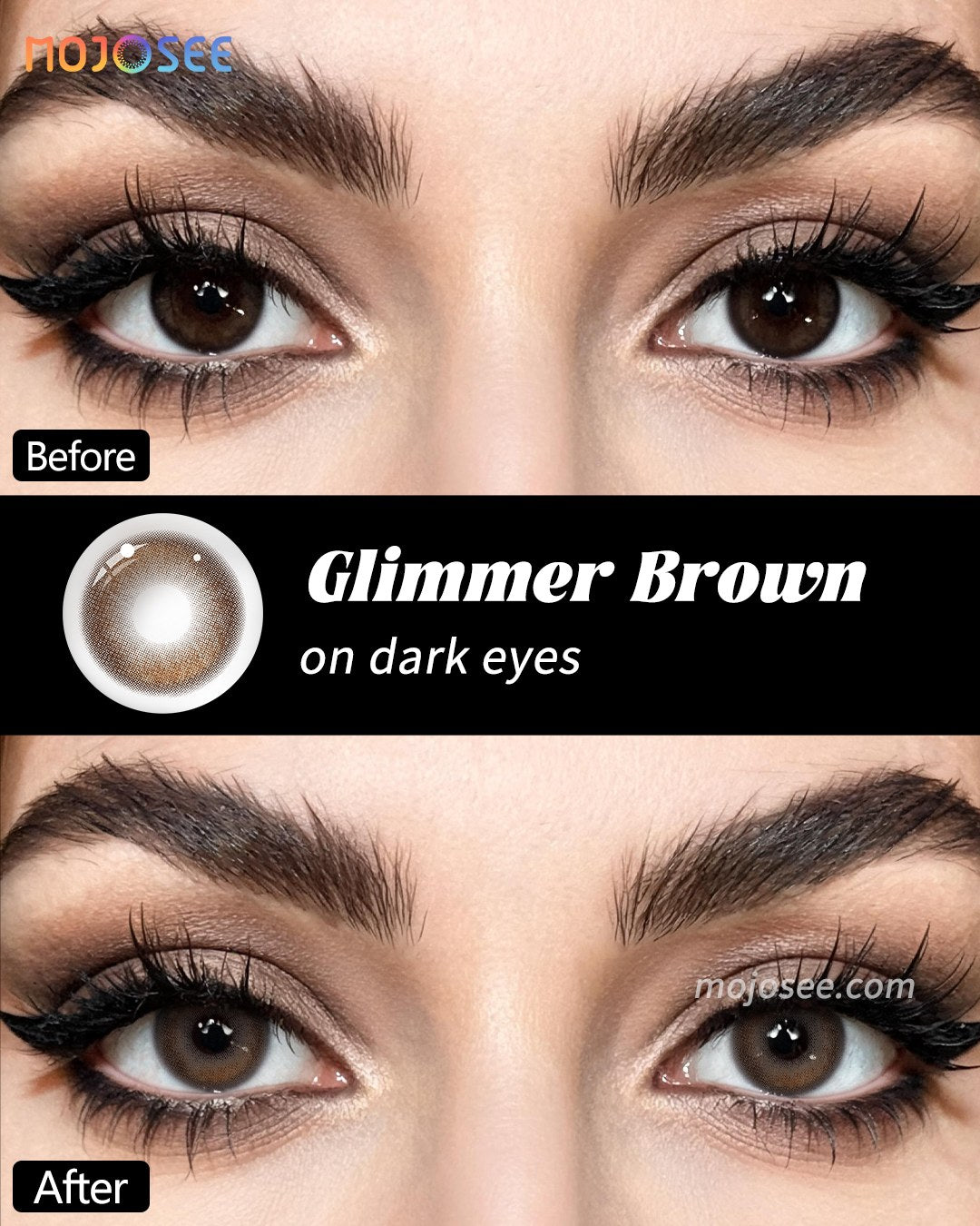Glimmer Brown Colored Contact Lenses — look 1