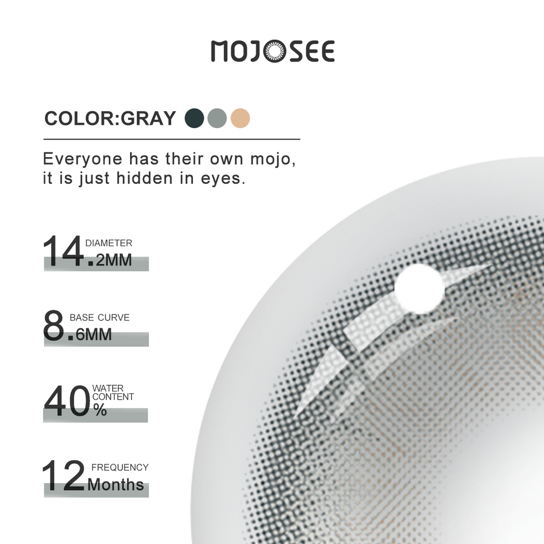 Hybrid Gray Colored Contact Lenses