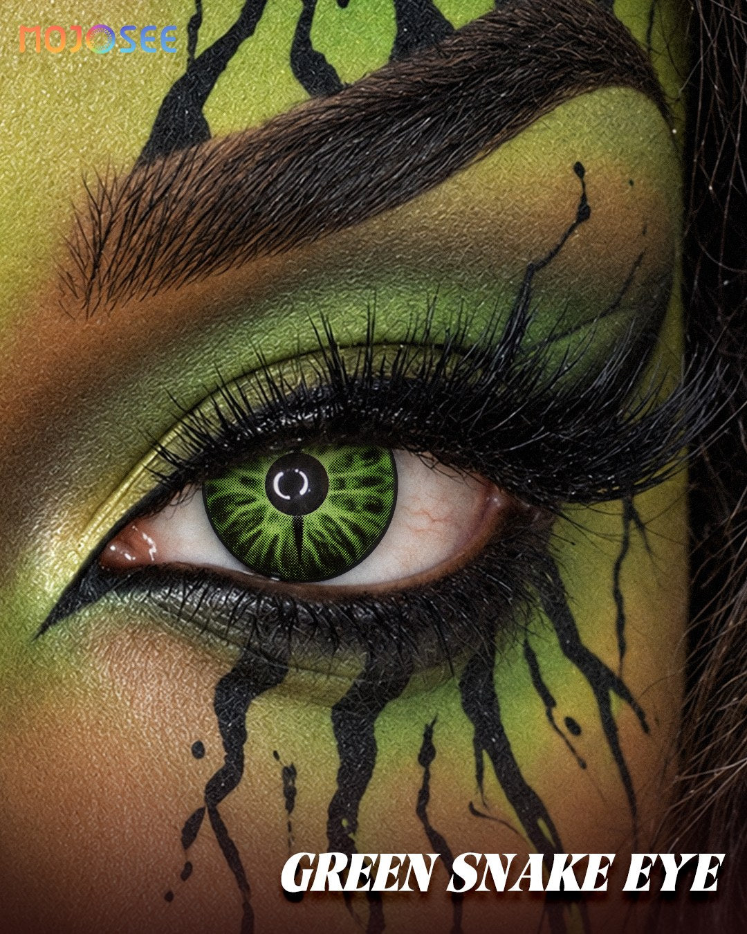 Green Snake Eye Prescription Colored Contact Lenses – Green Slit Pupil Reptile Eye — look 1